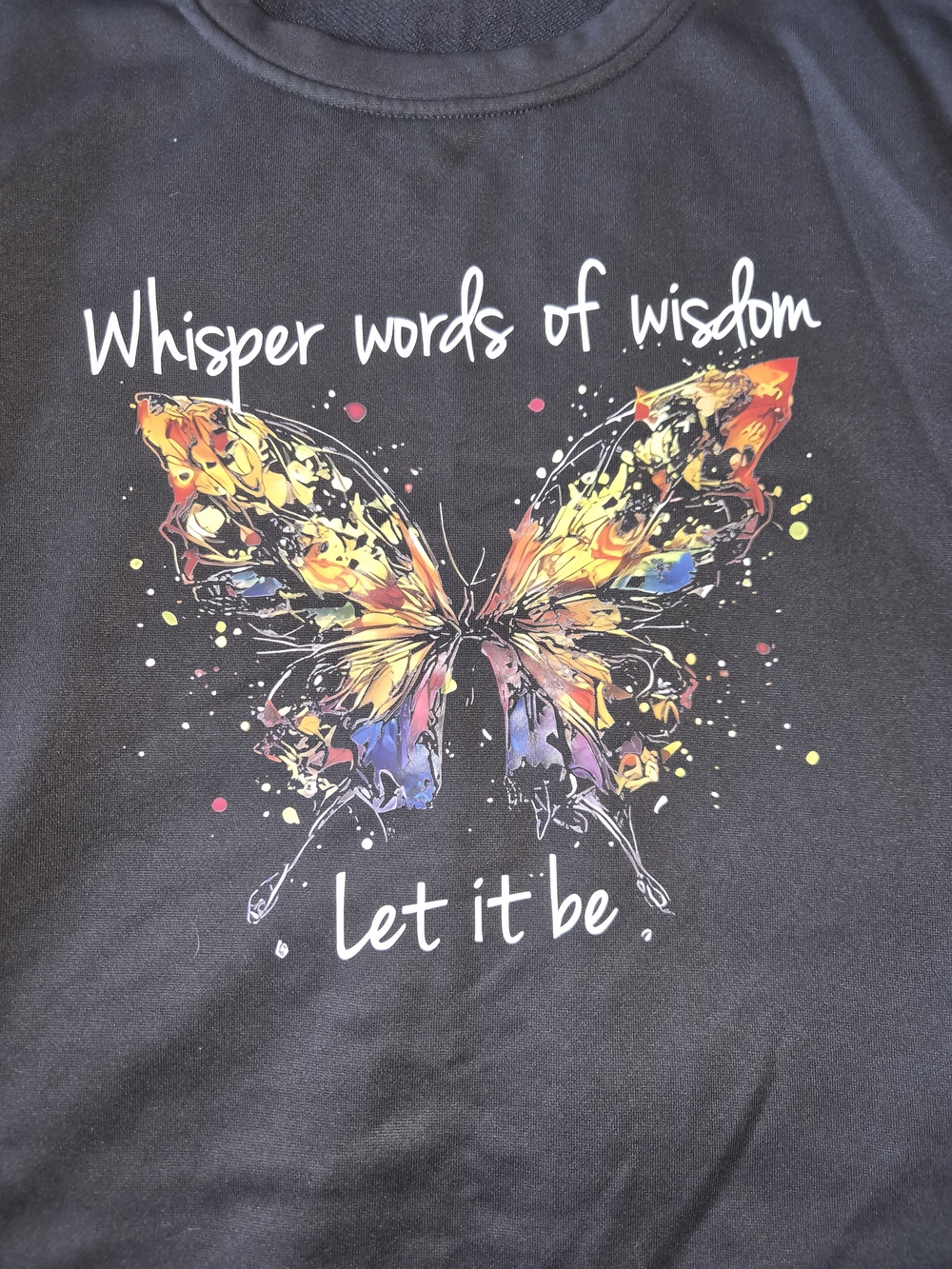 Unisex Black Butterfly Graphic Sweater with 'Whisper Words of Wisdom'